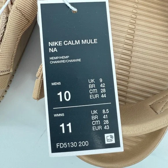Nike Calm Mule Slide Hemp Tan Men 10/Women 11 FD5130-200 Removable Strap New - Picture 9 of 10